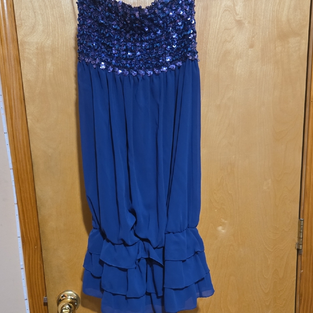 As U Wish Navy Sequin Strapless Dress